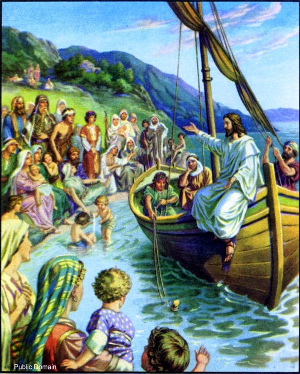 Jesus teaches by the Sea of Galilee in Israel